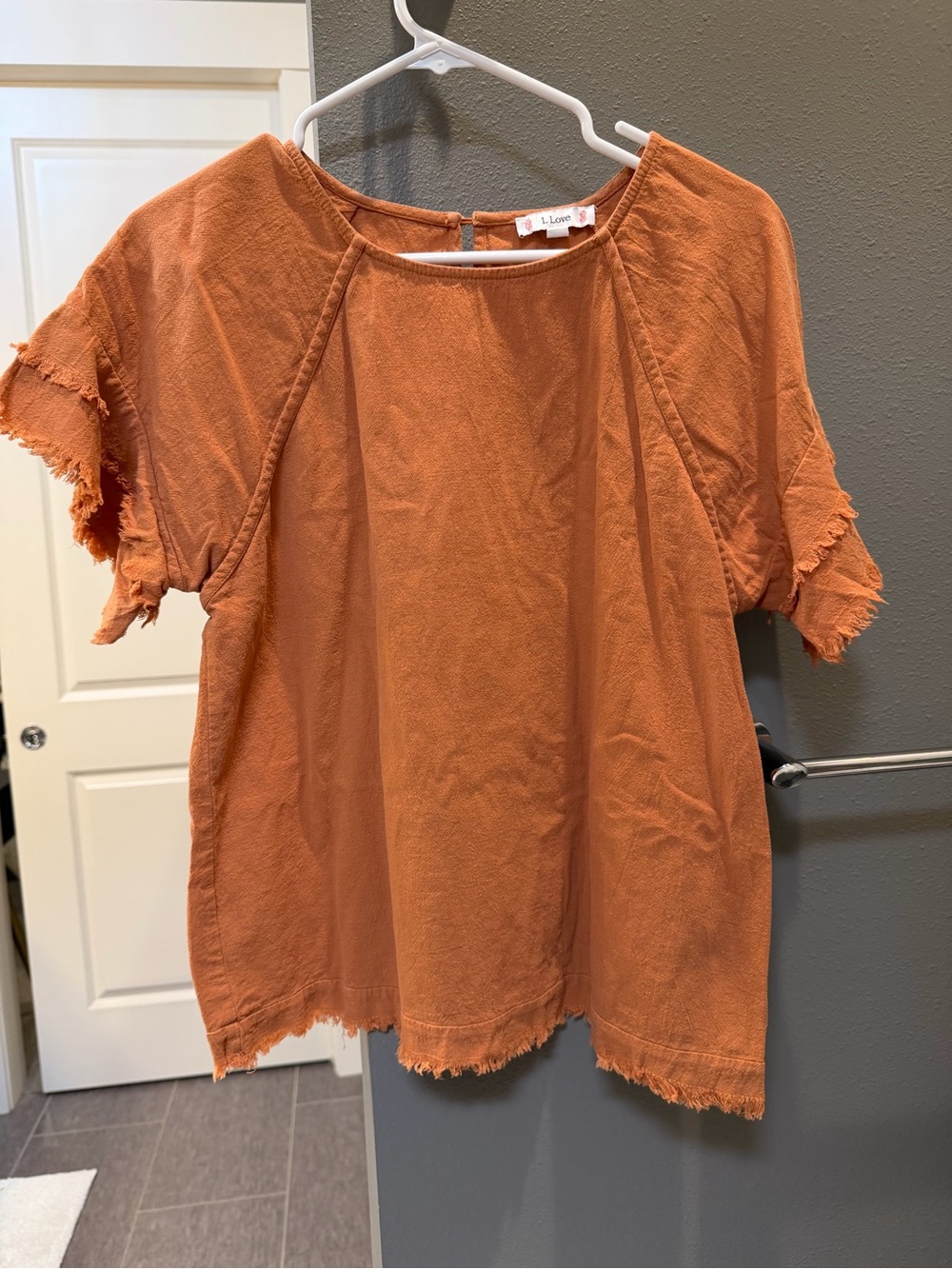 I Love Orange Frayed Short Sleeve Top - Women